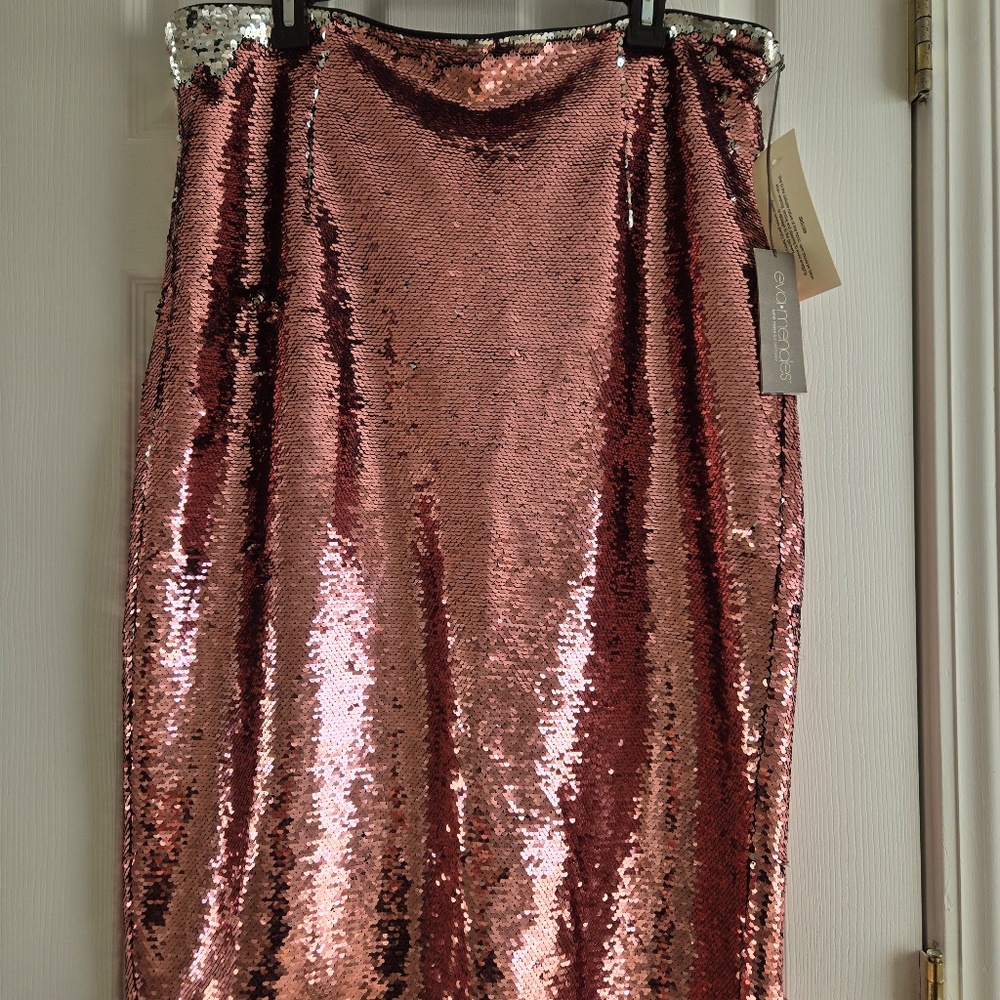 Eva Mendes for New York & Co. Two-Toned Sequin Pencil Skirt - Pink/Silver